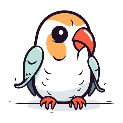 Cute cartoon parrot. Vector illustration isolated on white backg