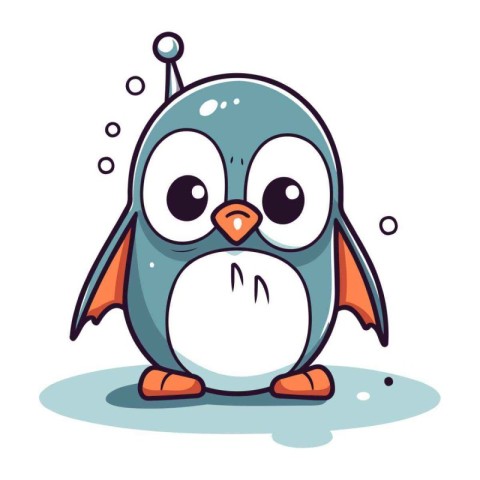 Cute cartoon penguin. Vector illustration. Isolated on white bac