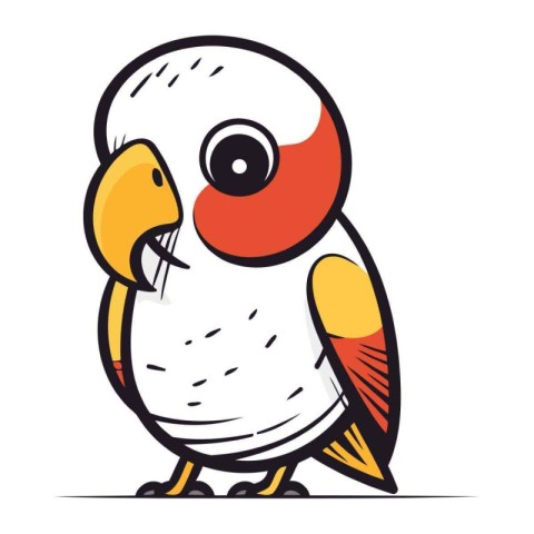 Cute parrot cartoon mascot vector illustration isolated on white