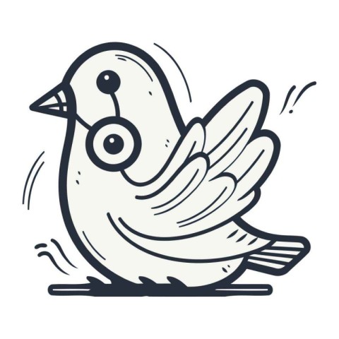 Cute cartoon doodle hand drawn bird. Vector illustration.