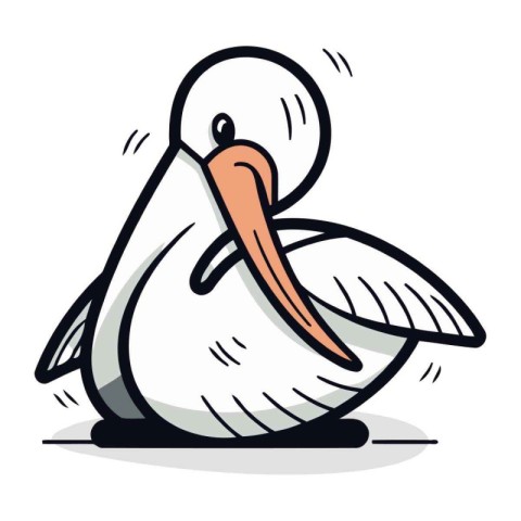 Pelican Cartoon Vector Illustration Isolated on a White Backgrou