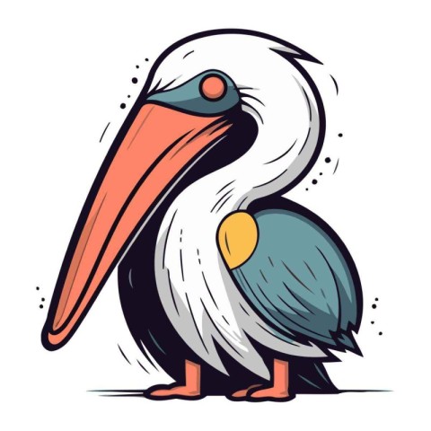 Pelican vector illustration isolated on white background. Cartoo