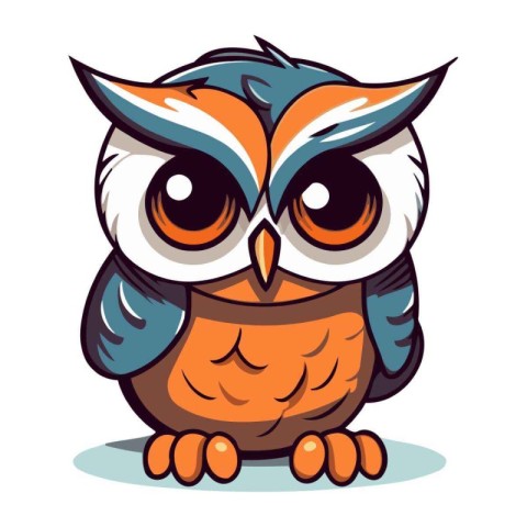 Cute cartoon owl. Vector illustration isolated on a white backgr