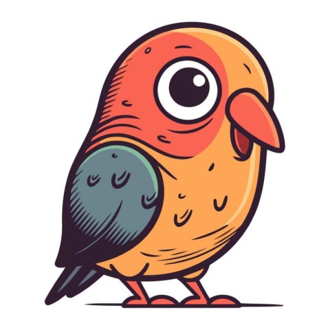 Cute little bird. Vector illustration. Isolated on white backgro