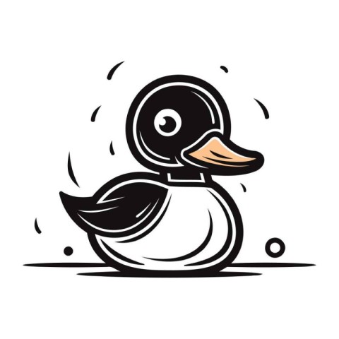 Duck vector icon. Black and white illustration isolated on white