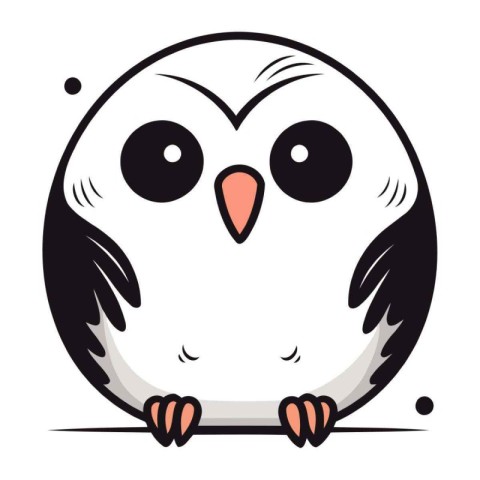 Cute cartoon owl isolated on a white background. Vector illustra