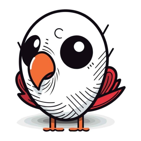 Cute bird isolated on a white background. Vector illustration. E