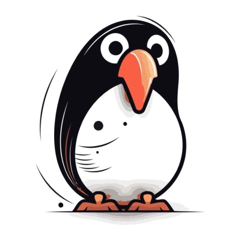 Penguin vector illustration. Cute cartoon penguin on white backg