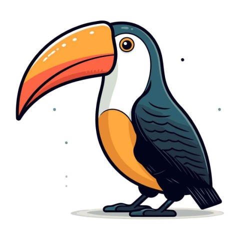 Cute cartoon toucan. Vector illustration isolated on white backg