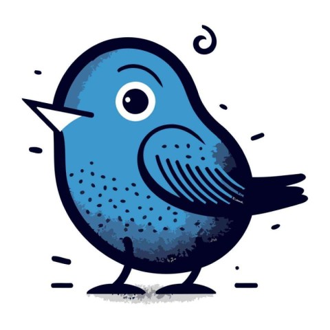 Cute cartoon bird with blue eyes. Vector illustration on white b