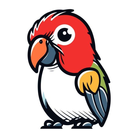 Parrot vector illustration on white background. Isolated parrot.