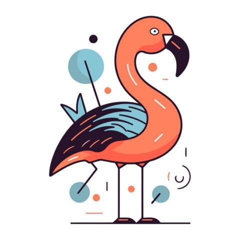 Flamingo flat vector illustration. Exotic bird cartoon character