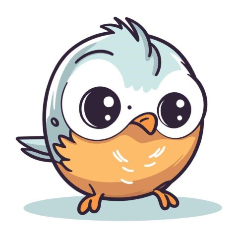 Cute cartoon bird. Vector illustration isolated on a white backg