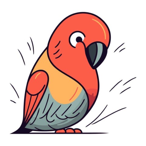 Cute parrot on white background. Vector illustration in cartoon