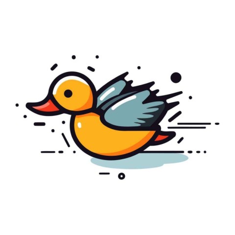 Cute rubber duck icon. Vector illustration. Isolated on white ba