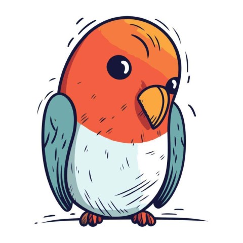 Cute cartoon parrot. Vector illustration isolated on a white bac