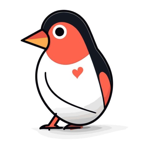 Vector illustration of cute cartoon penguin isolated on a white