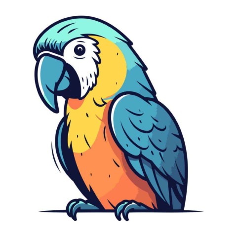 Parrot vector illustration. Isolated parrot on white background.