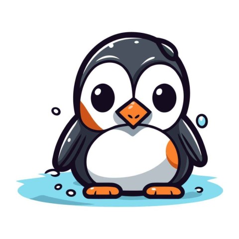 Cute cartoon penguin. Vector illustration isolated on white back