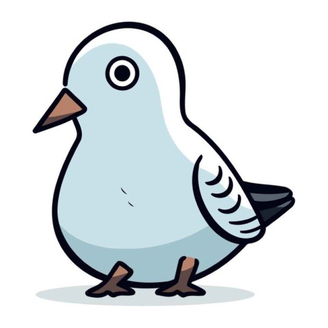 Pigeon Cartoon Vector Illustration Isolated on a White Backgroun