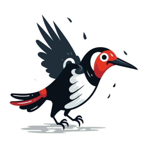 Cute cartoon woodpecker vector illustration isolated on white ba