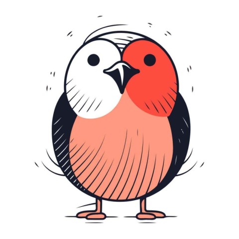 Funny cartoon bullfinch isolated on white background. Vector ill