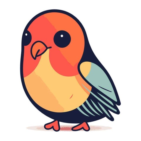 Cute cartoon bullfinch bird. Vector illustration isolated on whi