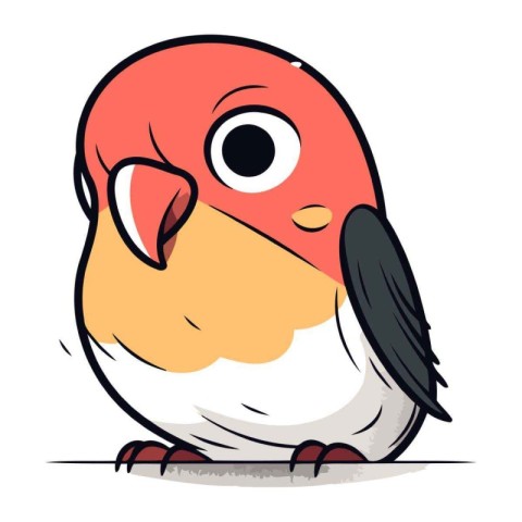 Illustration of a cute little parrot on a white background.