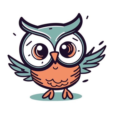 Cute cartoon owl. Vector illustration. Isolated on white backgro