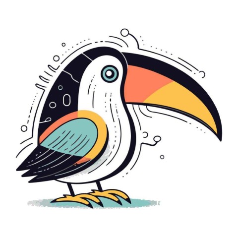 Toucan vector illustration. Hand drawn doodle toucan.