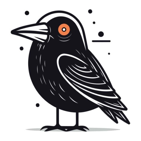 Crow on a white background. Vector illustration. EPS 10.