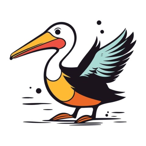 Pelican icon isolated on white background. Stork vector illustra