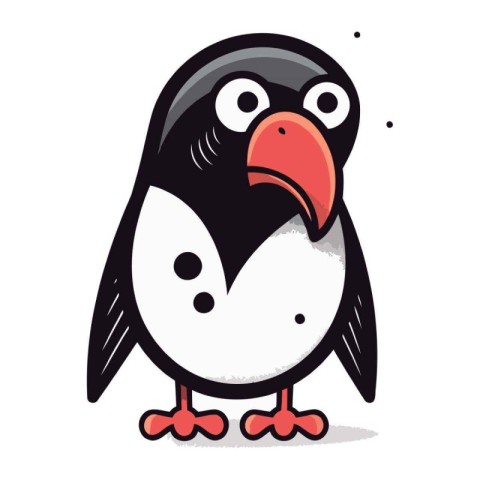 Cute cartoon penguin. Vector illustration isolated on white back