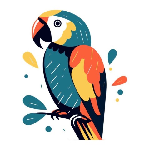 Parrot. Vector illustration in flat style. Isolated on white bac