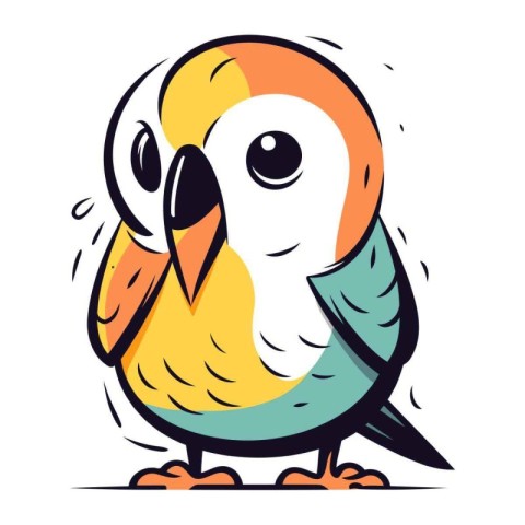 Cute cartoon parrot. Vector illustration isolated on white backg