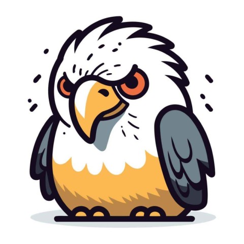 Bald eagle with big eyes. Vector illustration in cartoon style.