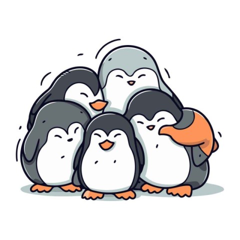 Cute penguin family. Vector illustration of a cartoon penguin fa