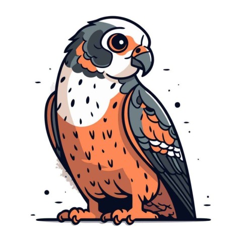 Cute kestrel on white background. Vector cartoon illustration.