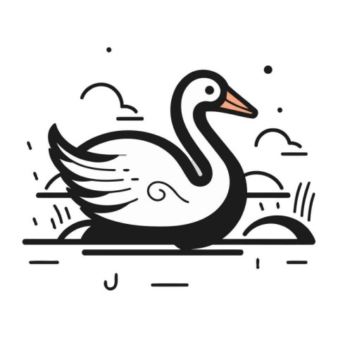 swan on the lake black simple icon on white background for web d