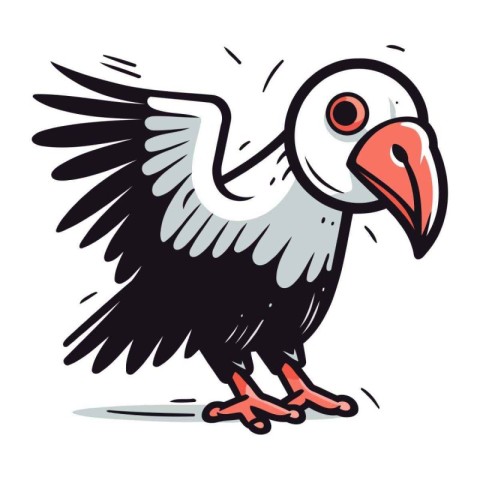 Illustration of a cartoon vulture. Vector illustration isolated