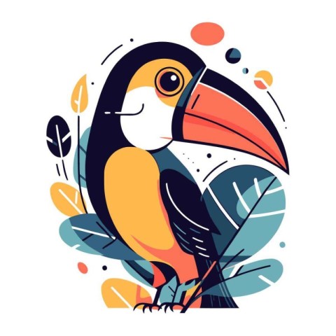 Cute cartoon toucan bird. Vector illustration in a flat style.