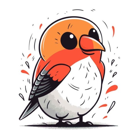 Cute cartoon bullfinch. Vector illustration on white background.