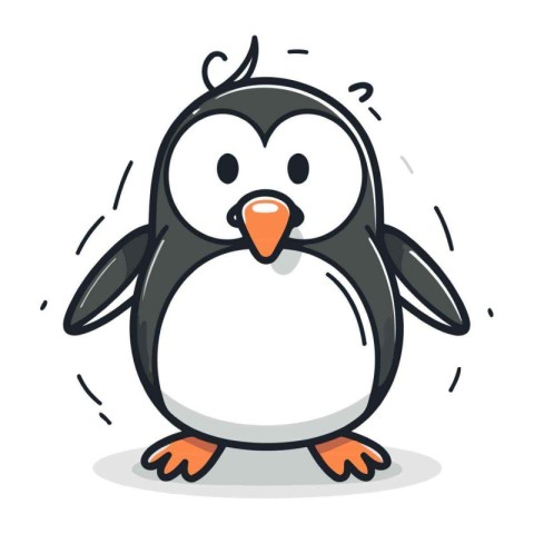 Cute penguin cartoon doodle icon. Vector illustration.