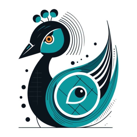 Peacock with eye. Vector illustration in flat design style.