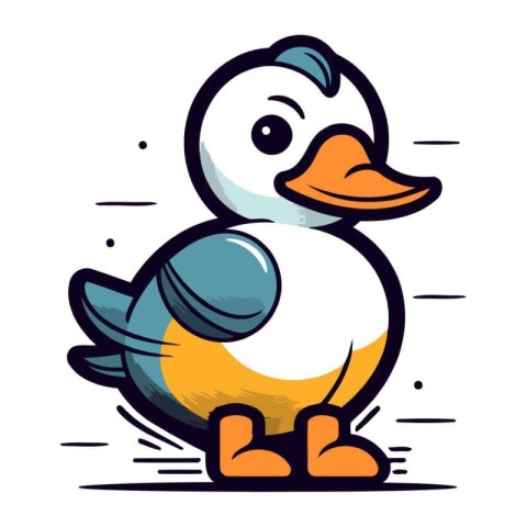 Cute duck cartoon isolated on a white background. Vector illustr