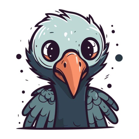 Cute cartoon crow. Vector illustration isolated on a white backg