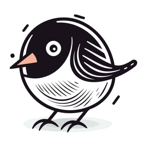 Cute bird isolated on white background. Hand drawn vector illust