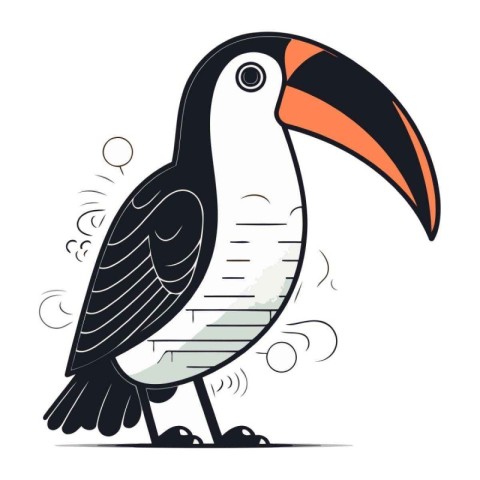 Toucan bird isolated on white background. Hand drawn vector illu