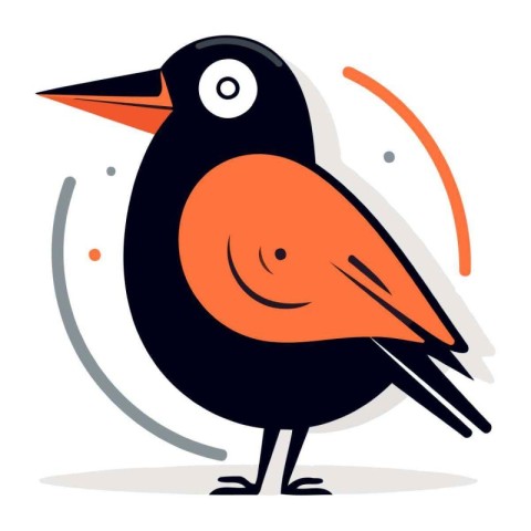 Crow bird vector illustration in flat style. Cute cartoon charac