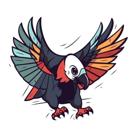 Parrot with wings. Vector illustration of a cartoon parrot.